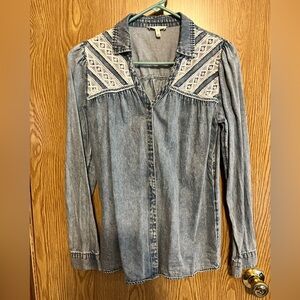 Denim Button Down with White Accents